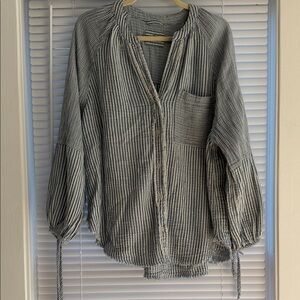 Aerie Light Blue and White Blouse
